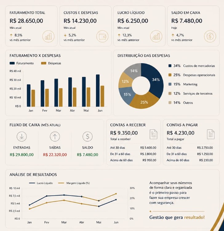 Dashboard financeiro da Atria